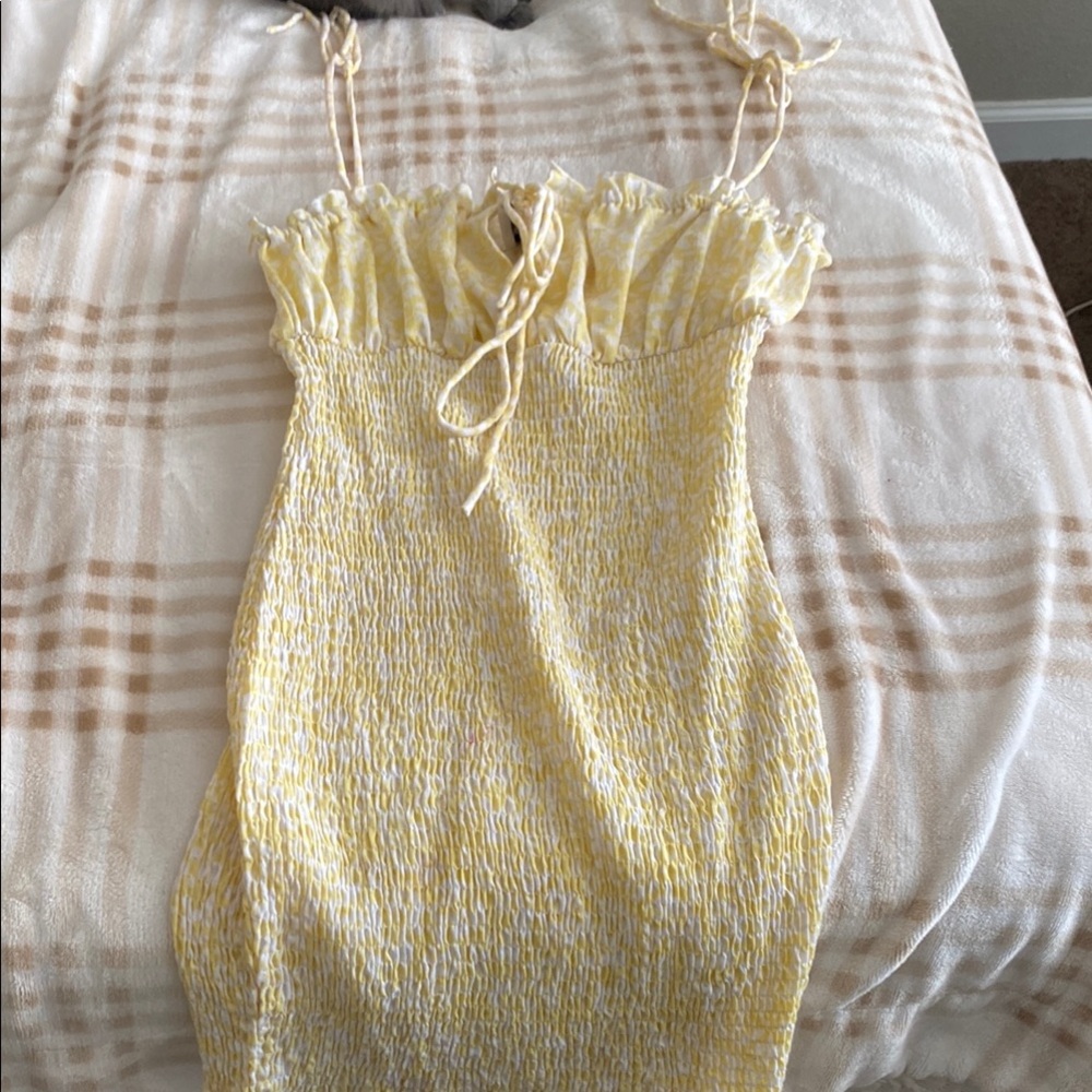 Yellow and White Smocked Dress